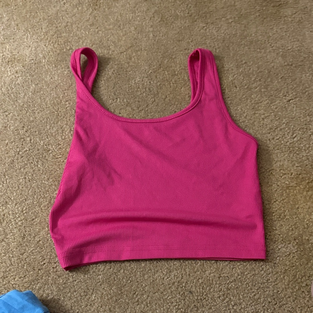 Pink Ribbed Crop Top